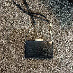 Forever 21 Black Croc-Embossed Crossbody Bag